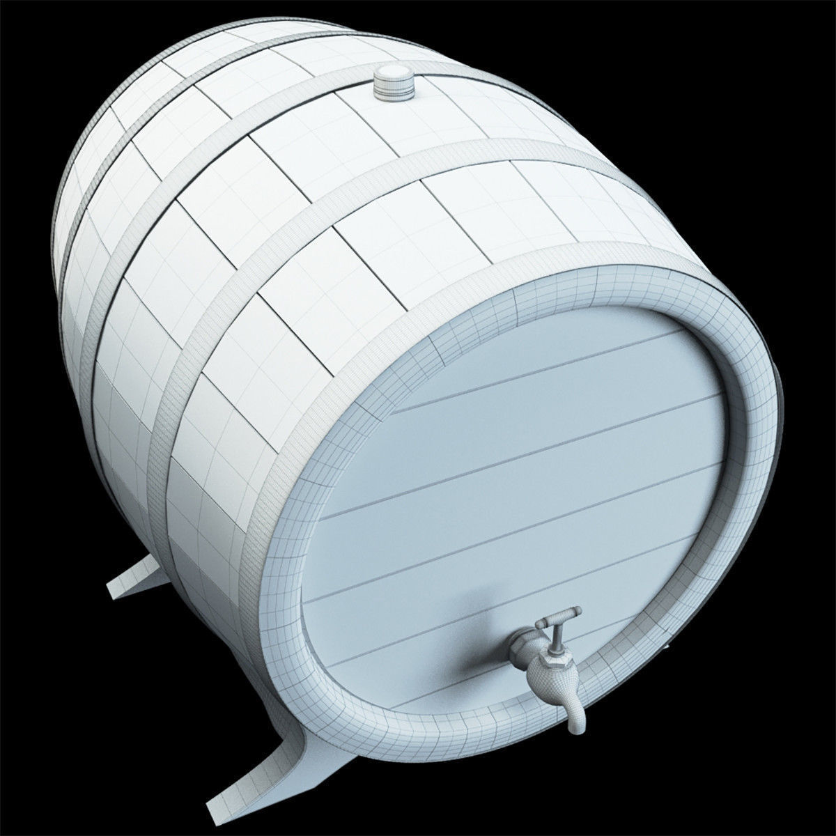 Beer cellar barrels 3D model_4