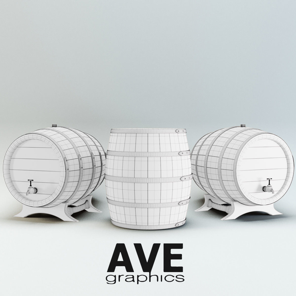 Beer cellar barrels 3D model_1