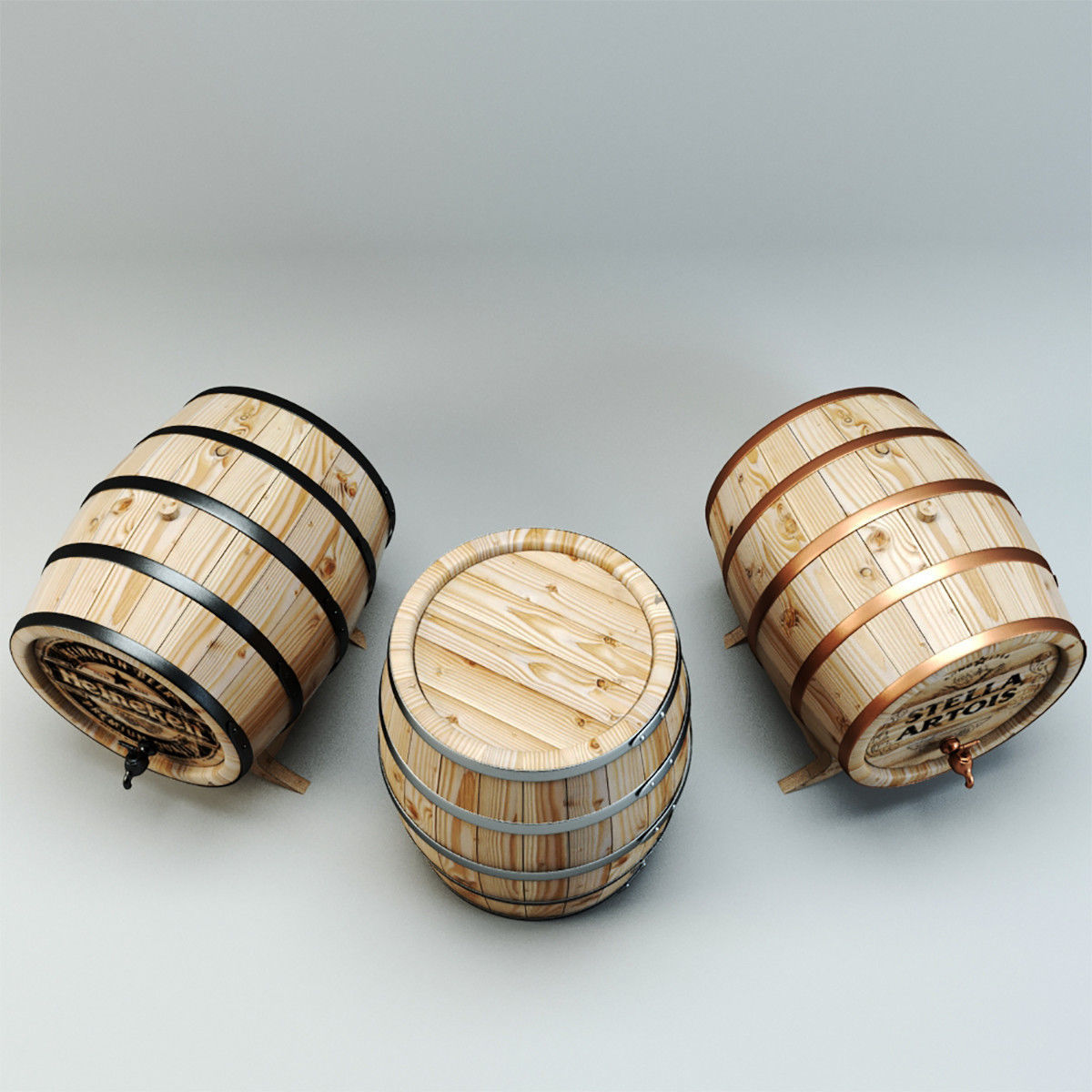Beer cellar barrels 3D model_2