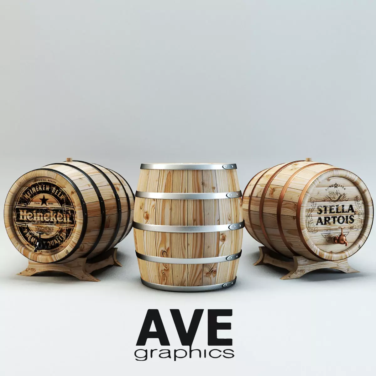 Beer cellar barrels 3D model_0