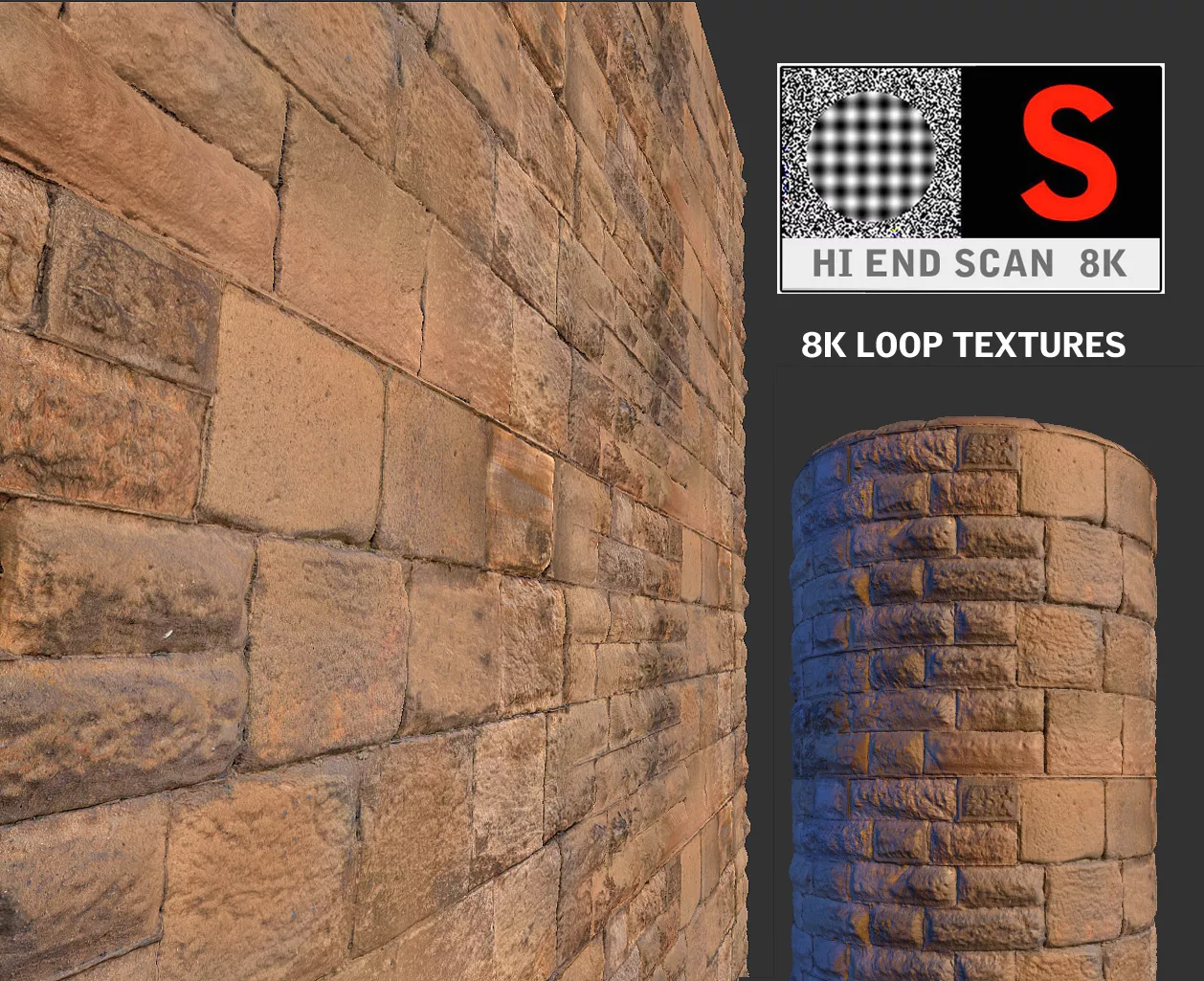 Antic Wall Scan 8K Low-poly 3D model