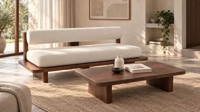 Modern Sofa and Coffee Table Set 3D Model