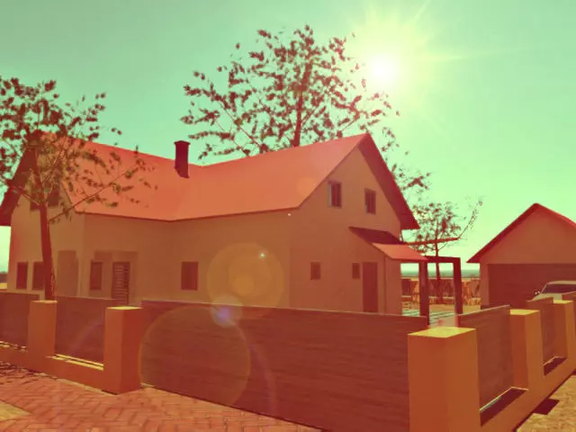 Suburban house and garage 3D model