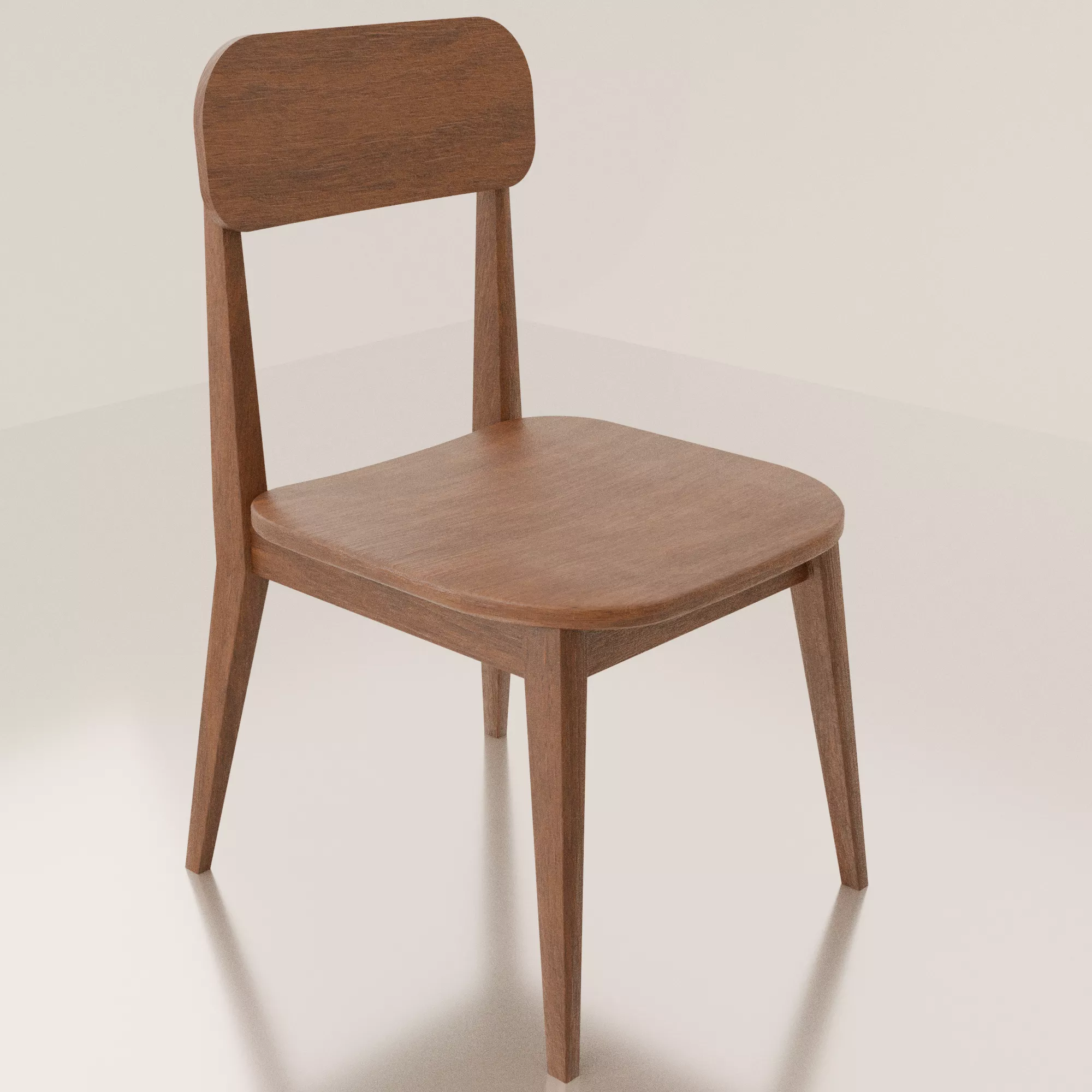 Modern Wooden Dining Chair - Free Low Poly 3D Model Free low-poly 3D model