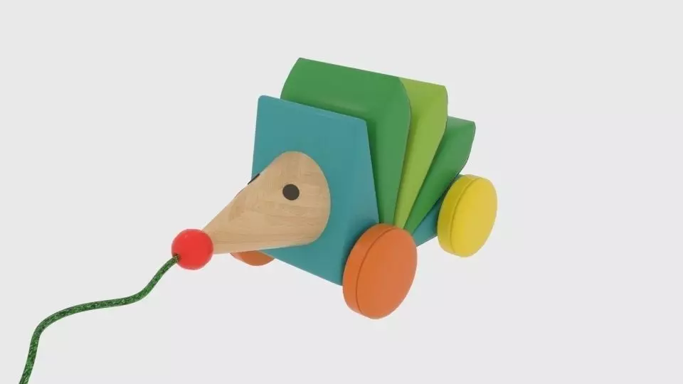  Kasper Wooden pull-along Hedgehog 3D  Low-poly 3D model_0