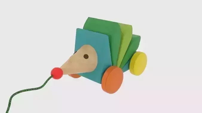  Kasper Wooden pull-along Hedgehog 3D  Low-poly 3D model