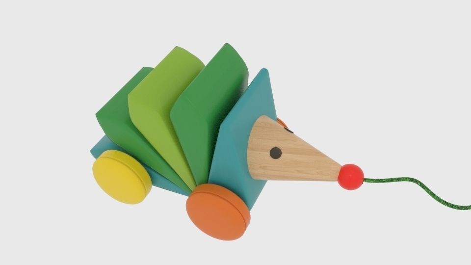  Kasper Wooden pull-along Hedgehog 3D  Low-poly 3D model_3