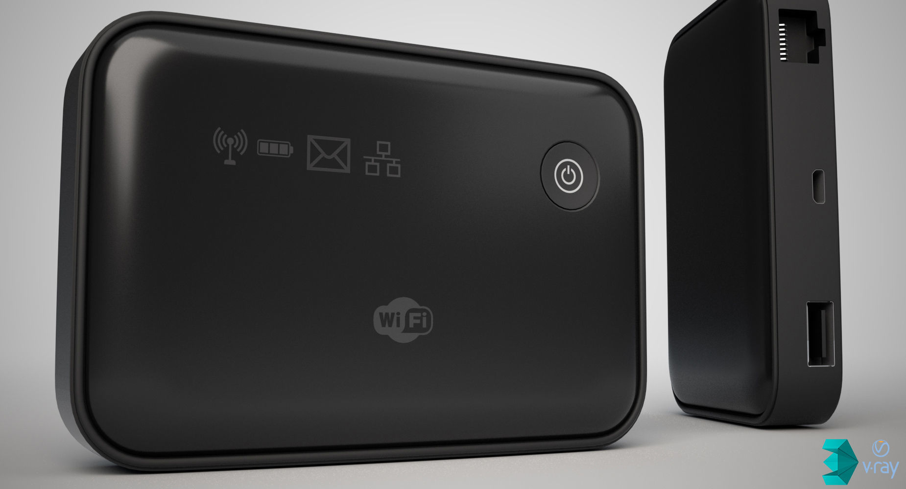 Modem portable power bank 3D model_1