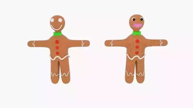 Gingerbread Character Low-poly 3D model
