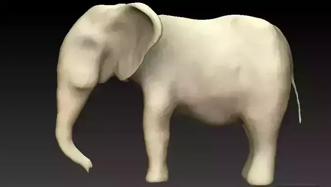 Elephant Base Mesh No Tusks Low-poly 3D model