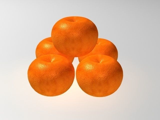 Orange four oranges stacked 3D model_2