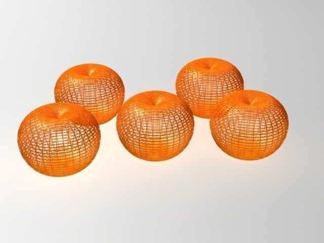 Orange four oranges stacked 3D model_5