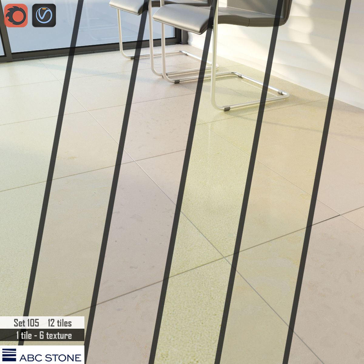 ABC Stone Set 3D model_1