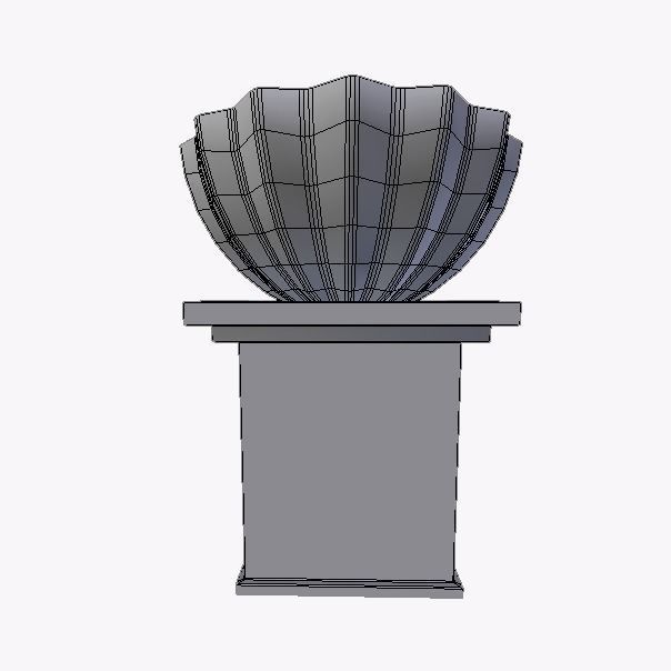 Flowerbed marble fountain Low-poly 3D model_5