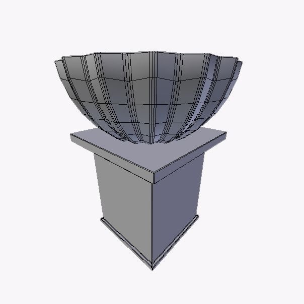 Flowerbed marble fountain Low-poly 3D model_4