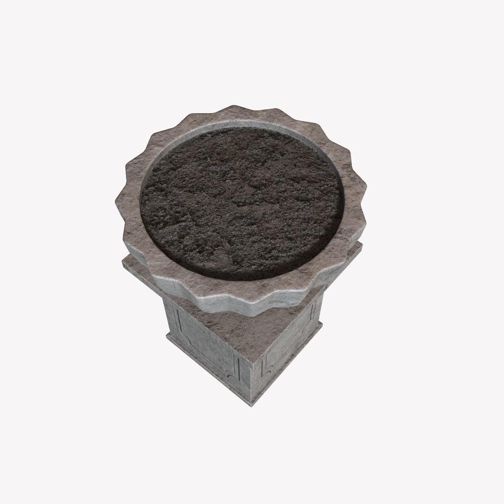 Flowerbed marble fountain Low-poly 3D model_2