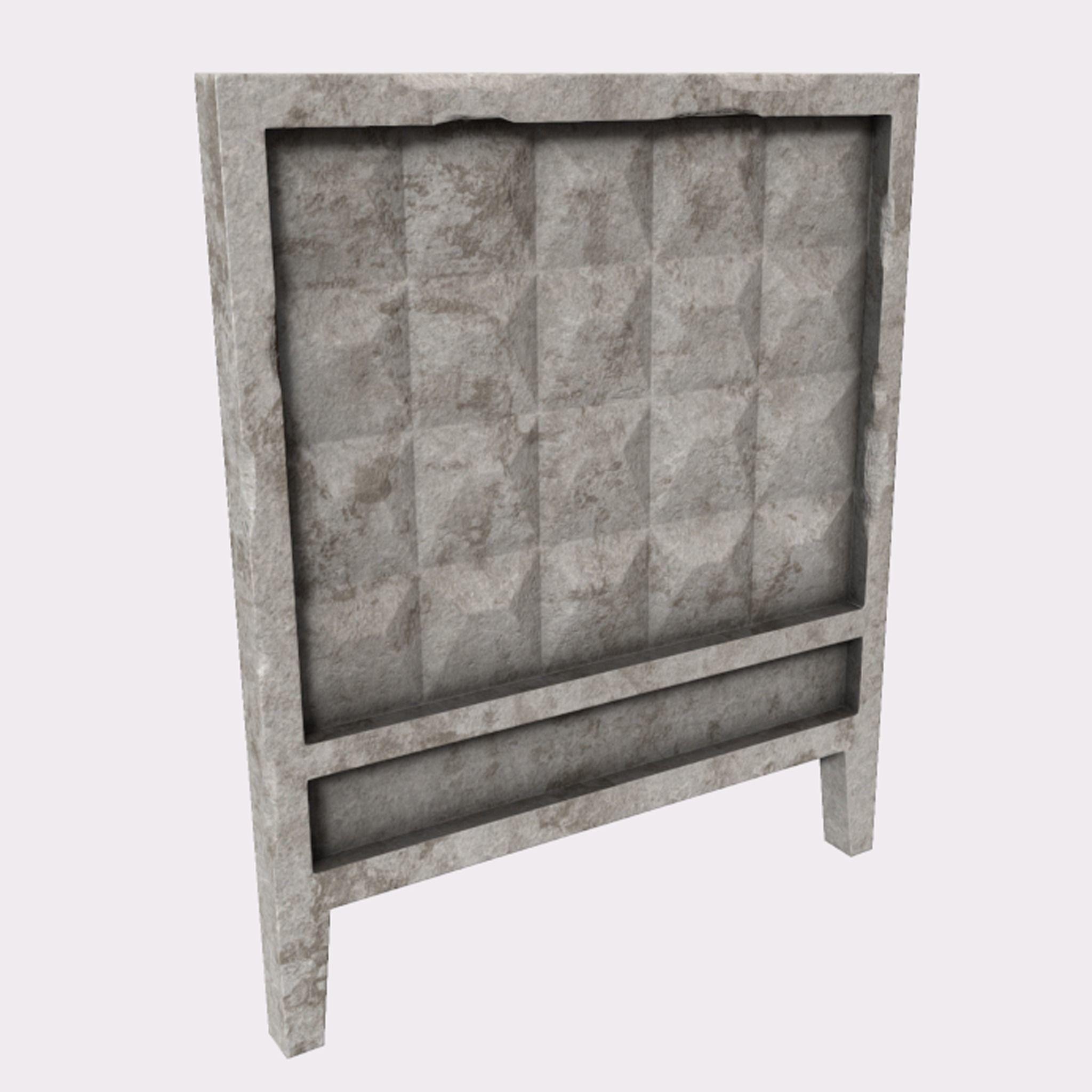 Old concrete wall Low-poly 3D model_0