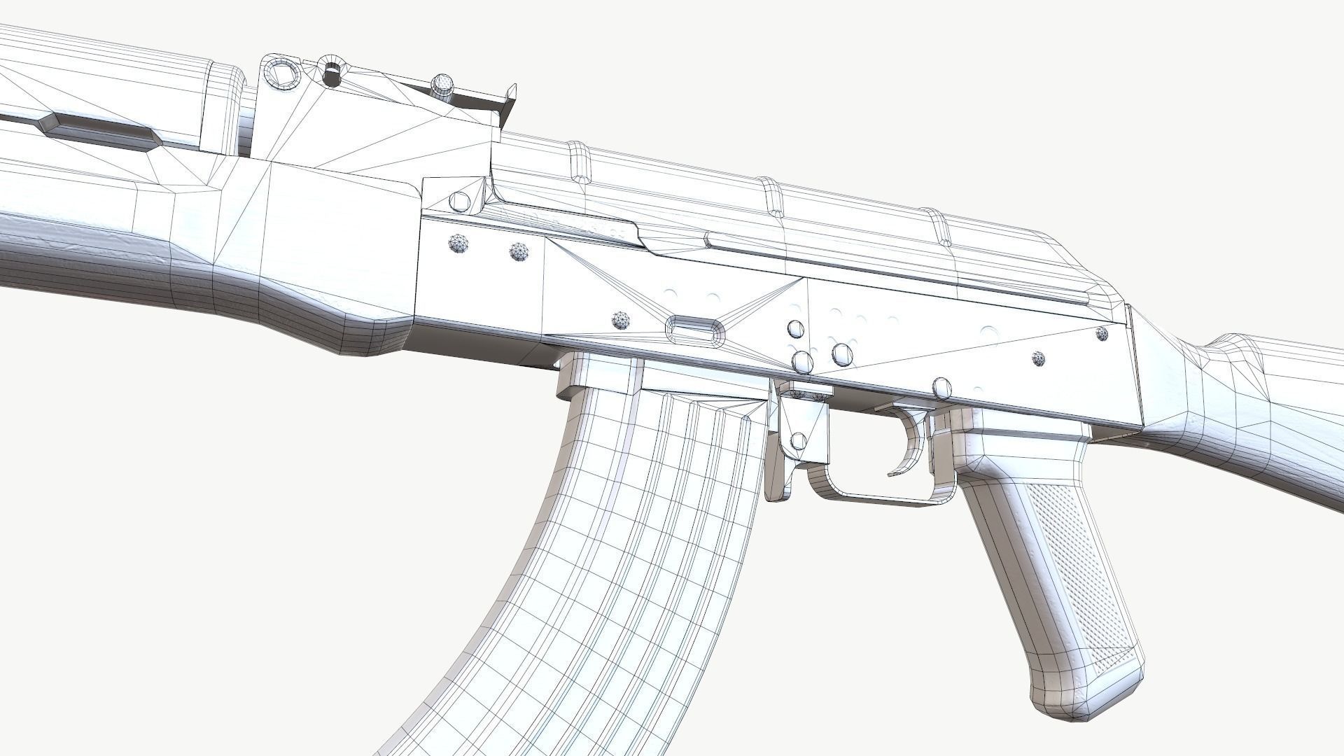 AKM AK-47 AK-74 Low-poly 3D model_6