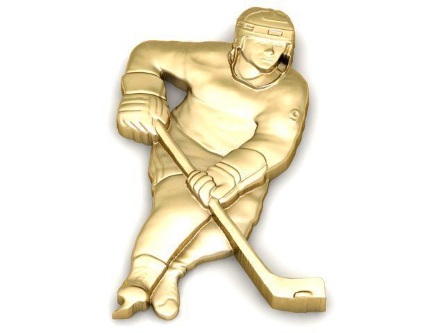 Pendant gold hockey player with stick 3D print model