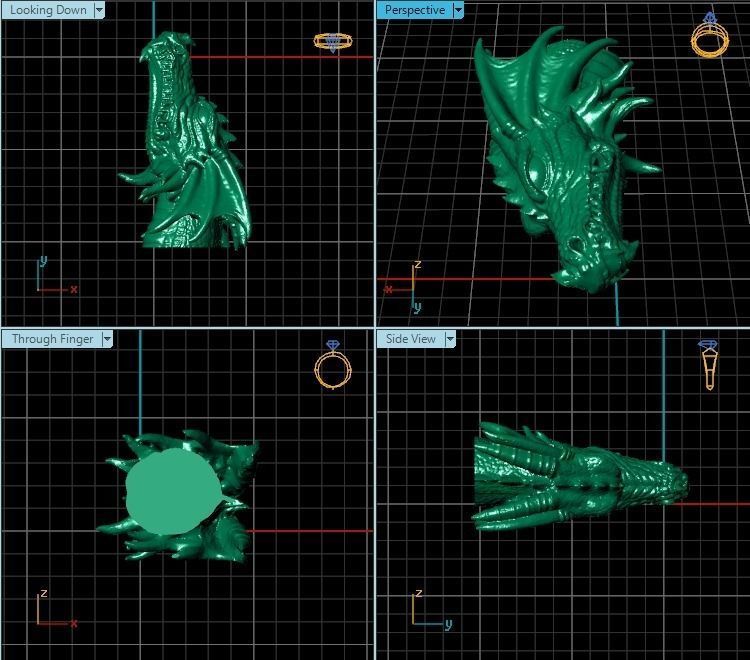 Pendant gold dragon head ring 3D print model_2