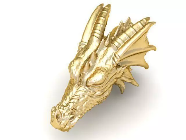 Pendant gold dragon head ring 3D print model_0