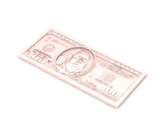 Pendant gold money bar with portrait of benjamin franklin 3D print model_1