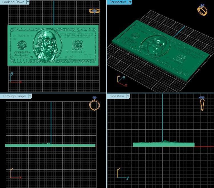 Pendant gold money bar with portrait of benjamin franklin 3D print model_2