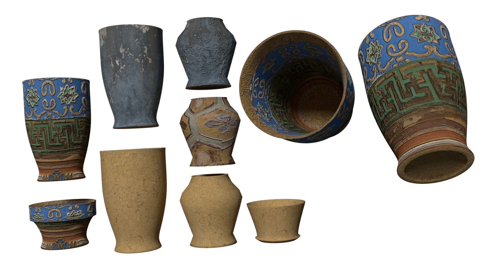 Samurai Rural Wooden Japan Forest House Set Farmer Low-poly 3D model_2