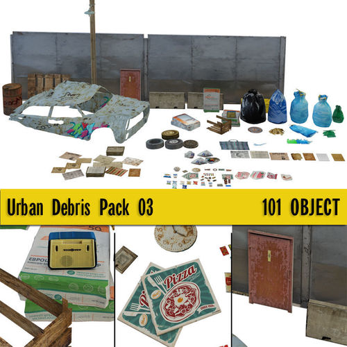 Urban Debris Pack 03 Low-poly 3D model