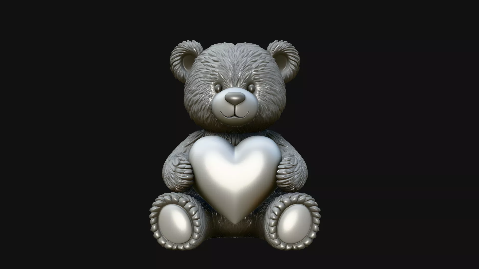 Teddy Bear with Heart Statue Design 1 - 3D Print Model 3D print model