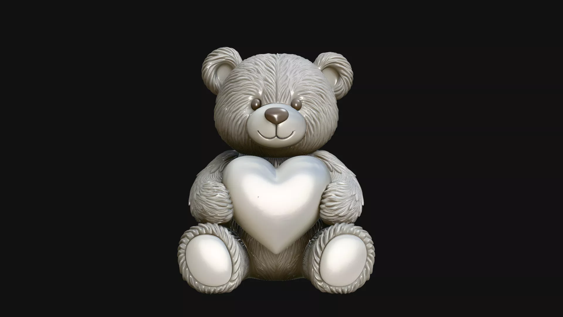 Teddy Bear with Heart Statue Design 3 - 3D Print Model 3D print model