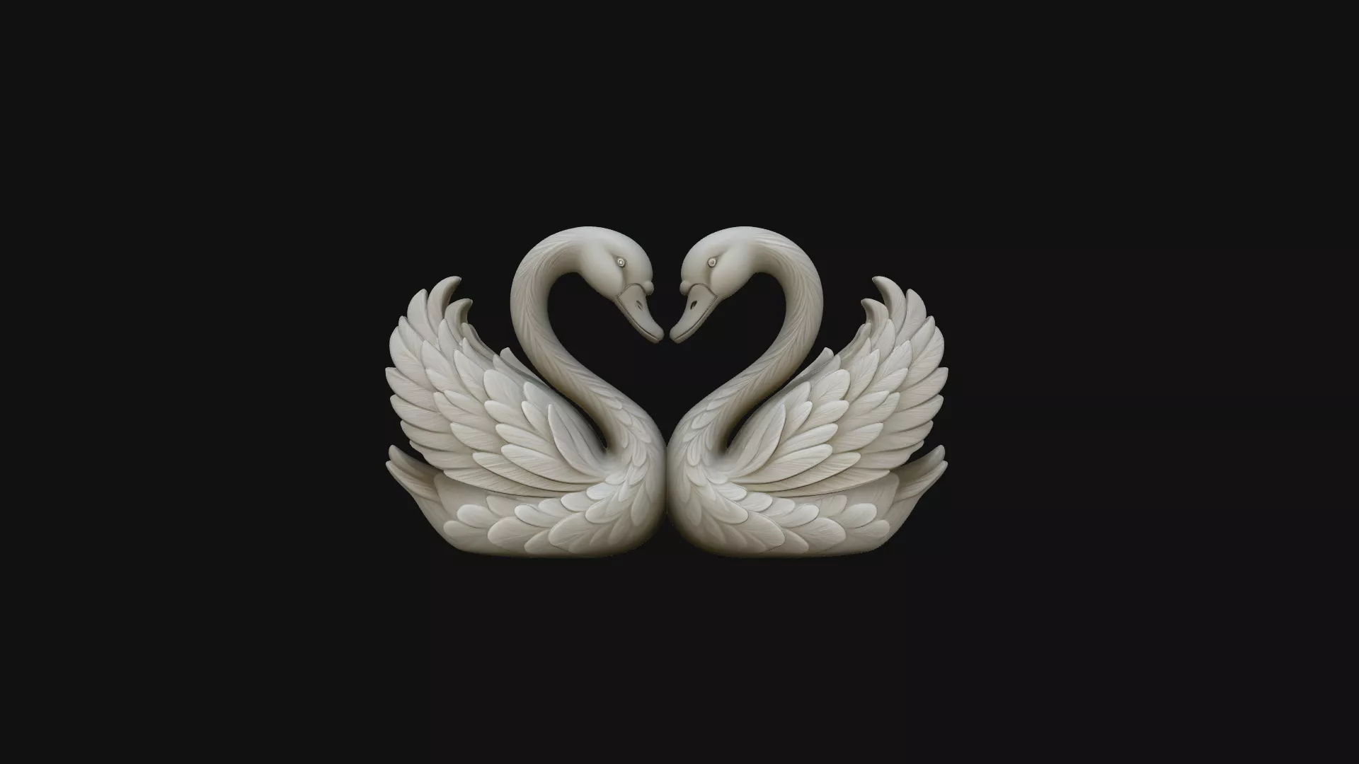 Swan Couple Heart Statue Design 1 - 3D Print Model 3D print model