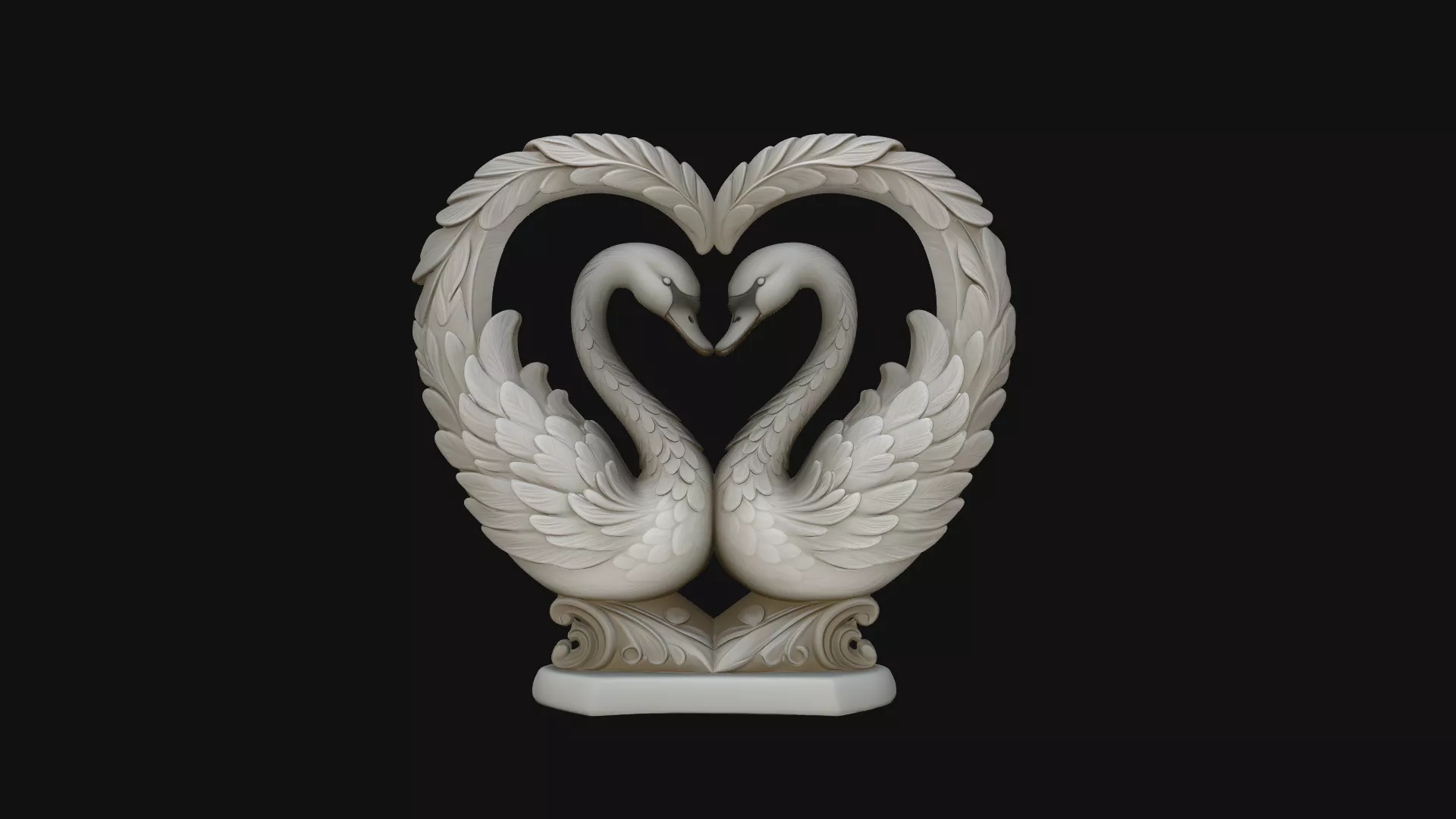 Swan Couple Heart Statue Design 3 - 3D Print Model 3D print model
