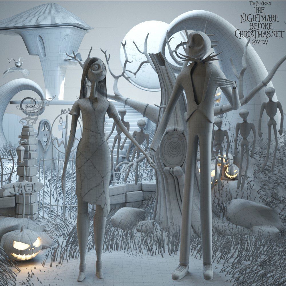 AVE The nightmare before christmas set Sally Jack not stl 3D model_1