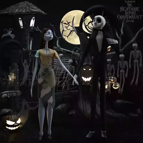 AVE The nightmare before christmas set Sally Jack not stl 3D model