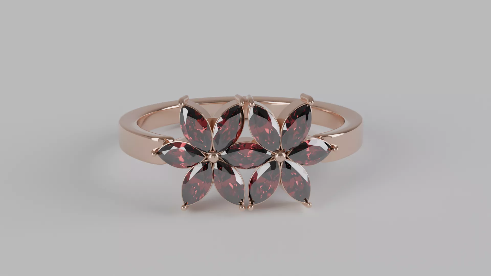 Floral Marquise Gemstone Ring 3dm stl 3D print model