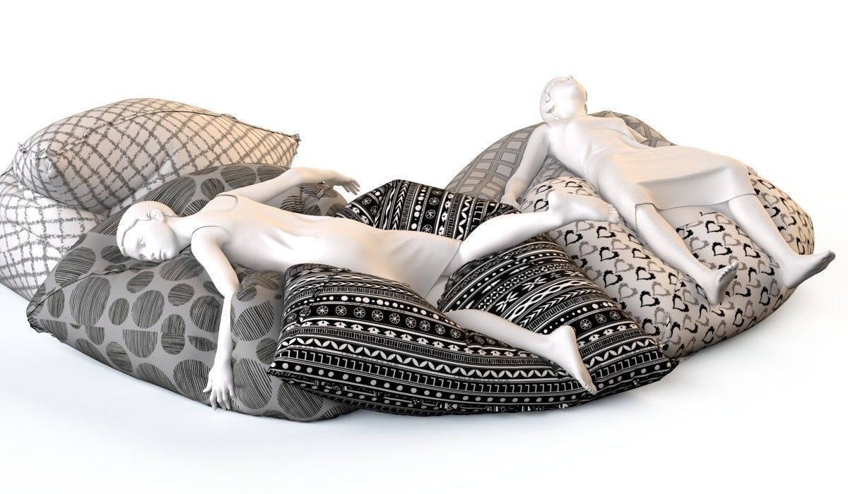 Bean bag chair with female mannequins 2  3D model_11