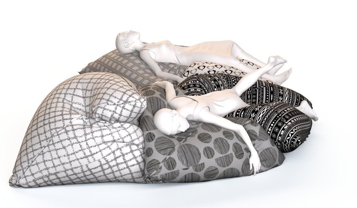 Bean bag chair with female mannequins 2  3D model_8