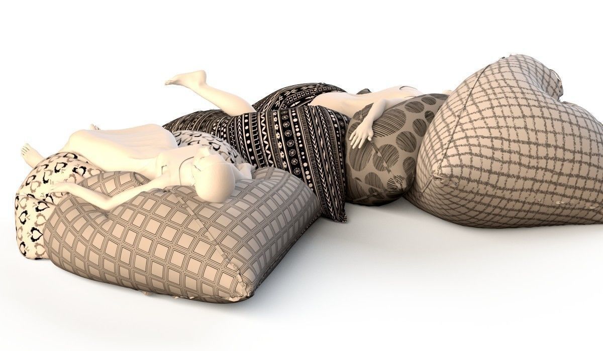 Bean bag chair with female mannequins 2  3D model_4