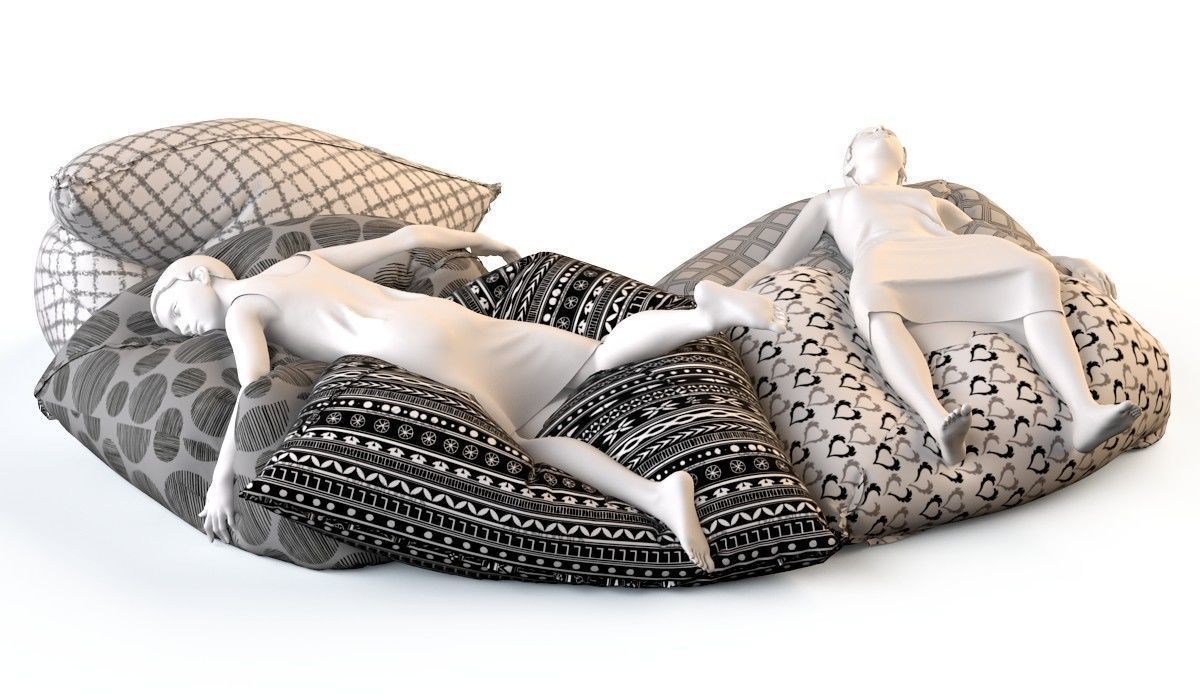 Bean bag chair with female mannequins 2  3D model_12