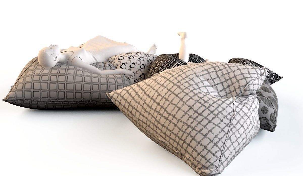 Bean bag chair with female mannequins 2  3D model_6