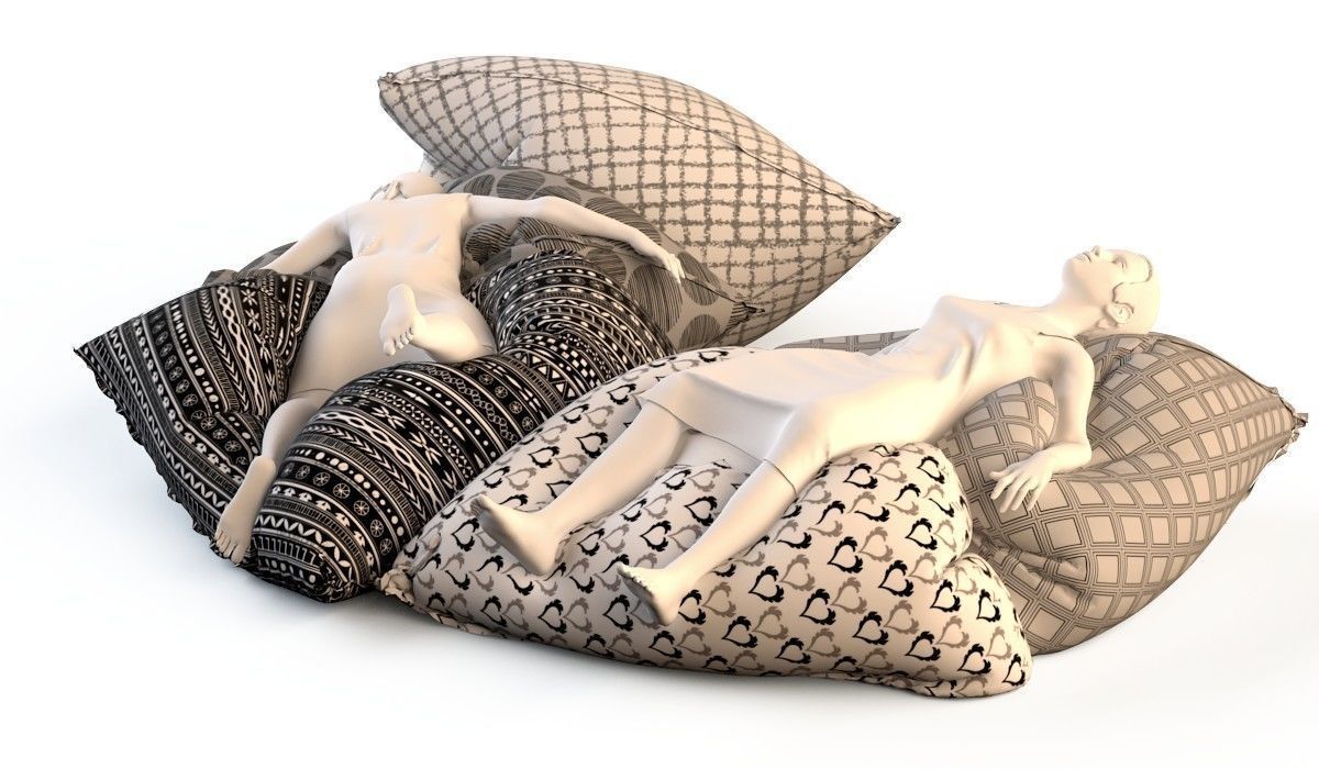 Bean bag chair with female mannequins 2  3D model_2