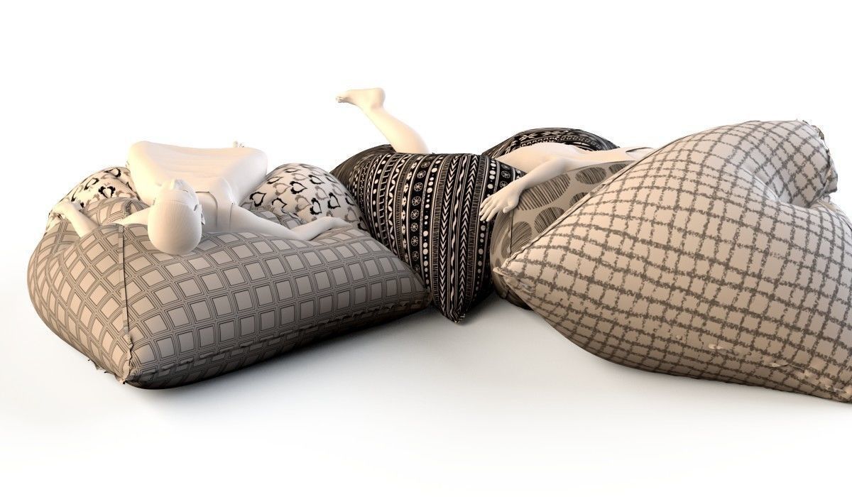 Bean bag chair with female mannequins 2  3D model_5