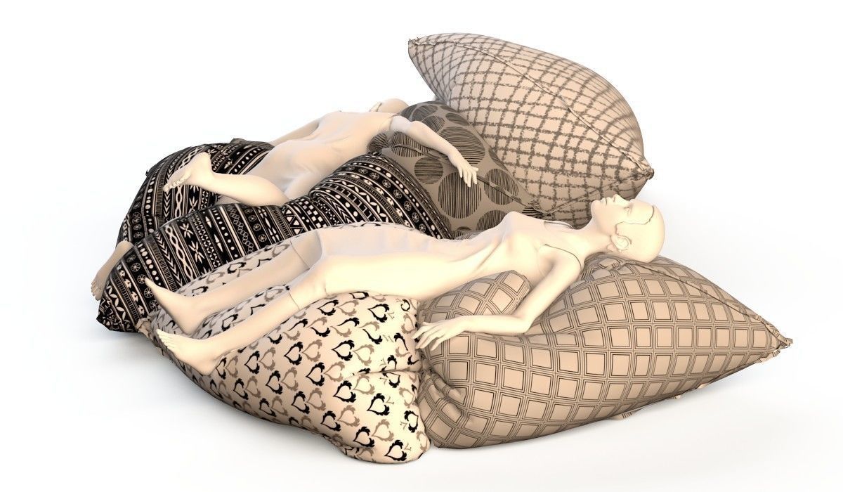 Bean bag chair with female mannequins 2  3D model_3