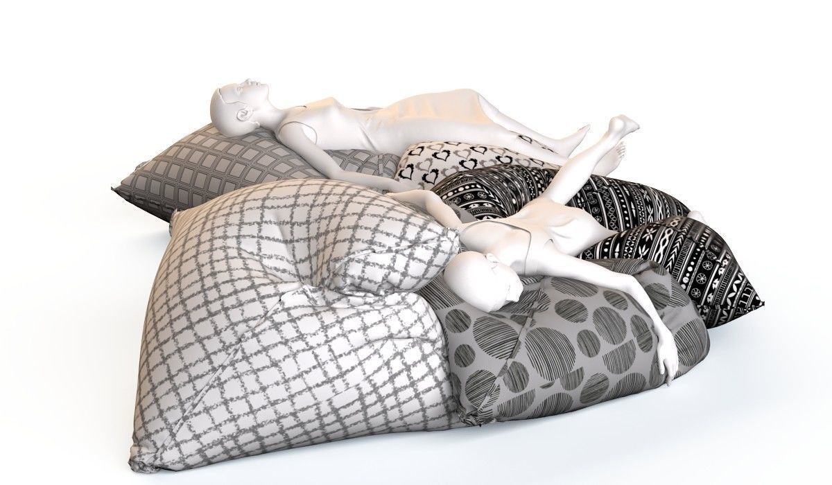 Bean bag chair with female mannequins 2  3D model_7