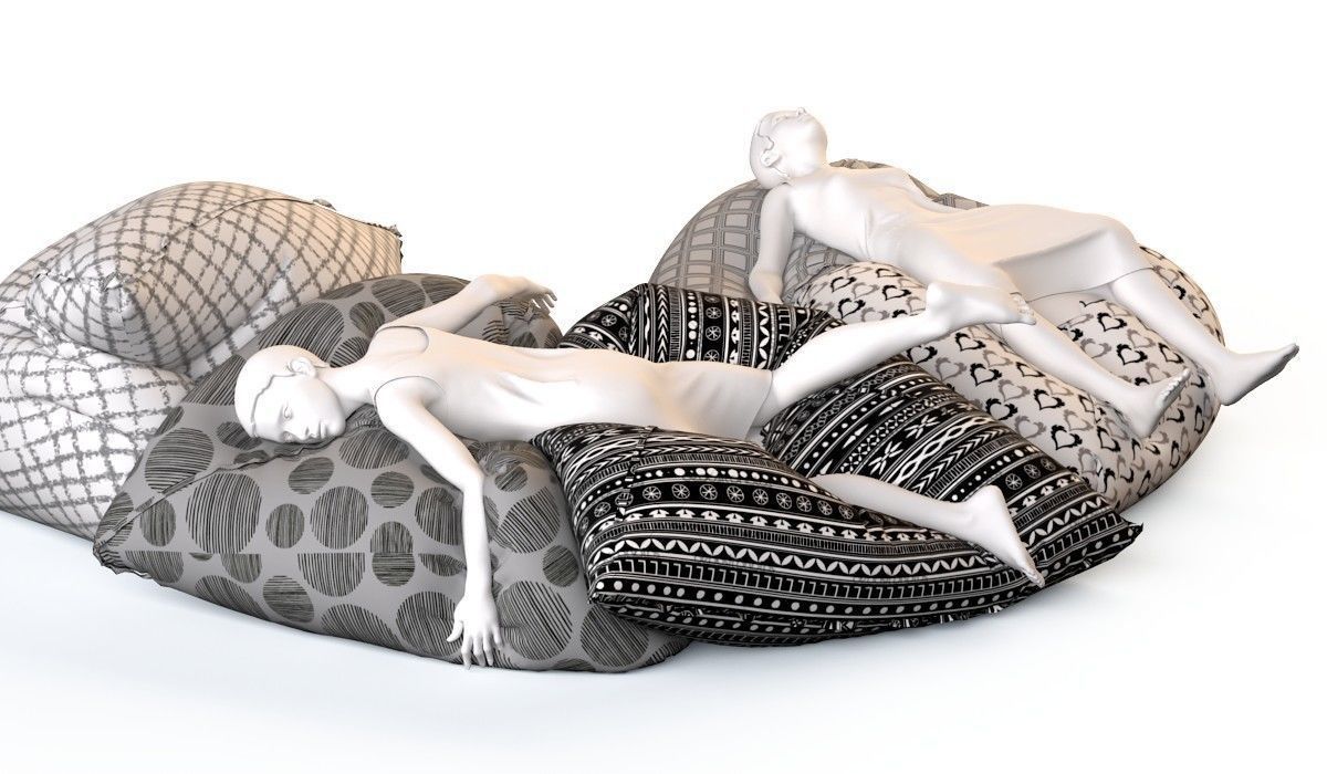 Bean bag chair with female mannequins 2  3D model_10