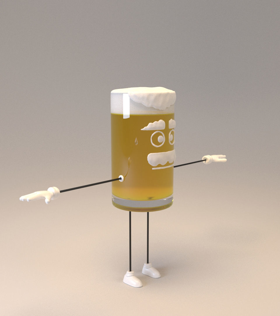 Glass of beer 3D model_4