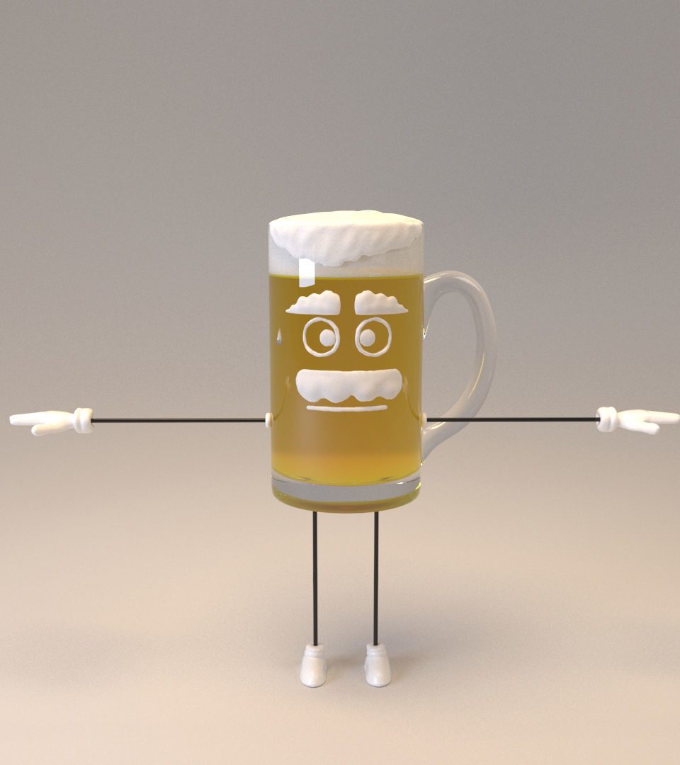 Glass of beer 3D model_3