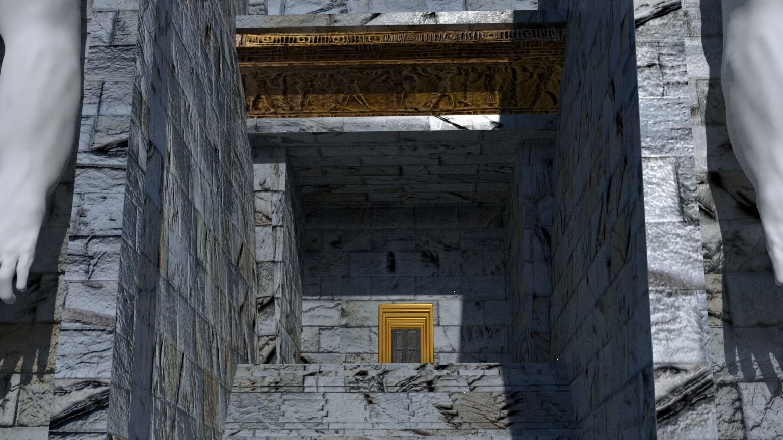 Fantasy Pyramid And Male Statues 3D model_16