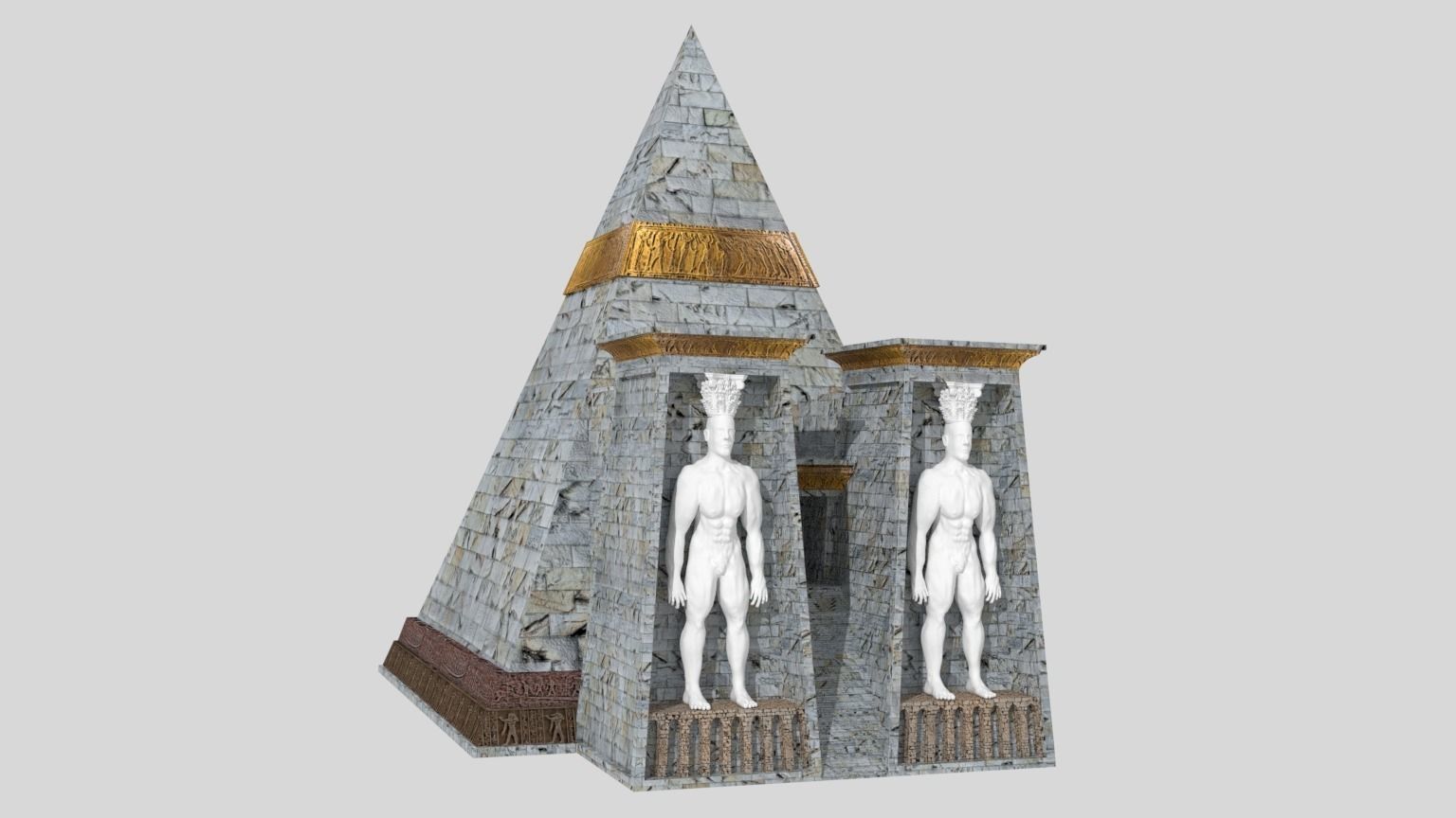 Fantasy Pyramid And Male Statues 3D model_14